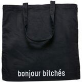 MT Accessoires Bonjour Bitches Oversize Canvas Bag Black | Shoptok.si