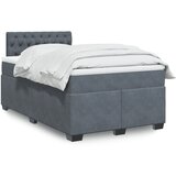 vidaXL Box spring postelja z vzmetnico temno siva 120x200 cm žamet Cene