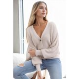 Dewberry 23325 3 Button V-Neck Women Cardigan-STONE | shoptok.hr