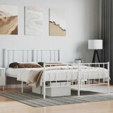  Metalni okvir kreveta uzglavlje i podnožje bijeli 120x200 cm | shoptok.hr