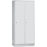 Wolf Garderobna omara s podnožjem, VxŠxG 1800 x 800 x 500 mm, 2 predelka, svetlo siva | Shoptok.si