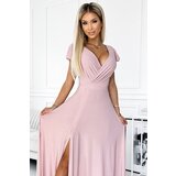 Numoco Women's Glittering Long Dress with Neckline CRYSTAL - Pink | Shoptok.si