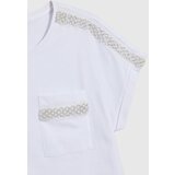 Marisse Cotton T-Shirt Decorated With Beads, White | ePonuda.com