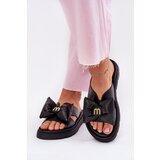 CheBello Ladies leather sandals on platform with bow 4647 black | ePonuda.com