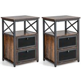 Namještaj Moderni stol za dnevni boravak s 2 sklopive ladice i otvorenom policom, rustikalno smeđa | shoptok.hr