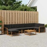  Set vanjskih sofa 8 pcs Prirodna i crna Čvrsto drvo akacije | shoptok.hr