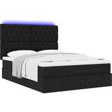  Otomanski krevet s madracem i LED crni 140x190 cm tkanine Slike