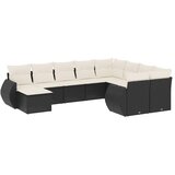  10-dijelni set vrtnih sofa s jastucima crni od poliratana | shoptok.hr
