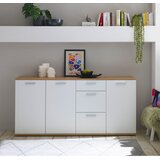 MID.YOU ŠIROKA KOMODA, bela, hrast artisan | Shoptok.si