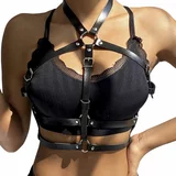 Subblime Fetish Leather Ring Chest Harness Black