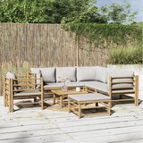 Maison Chic Seti vrtnega pohištva - Vrtna garnitura - Vrtni pohištvo set 8-delna svetlo sive blazine bambus, (21800906) | Shoptok.si