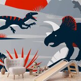  Foto tapeta - Last dinosaurs with red - abstract landscape for a room 150x105 Vodootporna | shoptok.hr