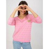Fashion Hunters Pink and beige striped cotton blouse by BASIC FEEL GOOD Cene
