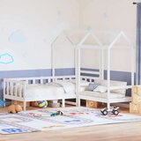  Dnevna postelja s klopjo in streho bela 80x200cm trdna borovina | Shoptok.si