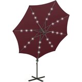  Konzolni suncobran sa stupom i LED svjetlima 300 cm bordo | shoptok.hr