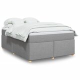  Krevet box spring s madracem svjetlosivi 140x200 cm od tkanine Slike