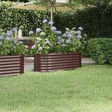 vidaXL visoka greda iz prašno premazanega jekla 114x40x36 cm rjava Cene