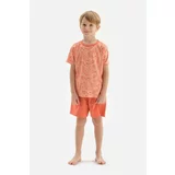 Dagi Orange Printed Printed Short Sleeved T-Shirt, Shorts and Pajamas Set