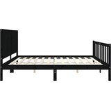  Okvir za krevet s uzglavljem crni 200 x 200 cm od masivnog drva | shoptok.hr