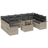 vidaXL 10-dijelni set vrtne sofe s jastučićima svjetlosiva poli ratan, 2-sjedalna vrtna sofa sa spremištem i jastučićima svjetlosiva poli ratan Cijene