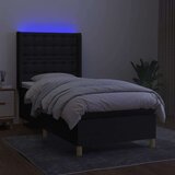  Box spring s madracem LED crni 90x200 cm od tkanine | shoptok.hr