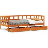 vidaXL Dnevna postelja s predali voščeno rjava 90x190cm trdna borovina Cene