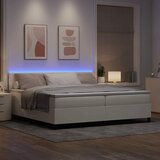  LED Box Spring Krevet s uzglavljem Krema i bijela 200 x 200 cm | shoptok.hr