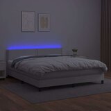  Box spring postelja z vzmetnico LED bela 160x200cm umetno usnje, (20899032) | Shoptok.si