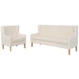  2-dijelni set sofa od tkanine krem bijeli