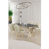 Hanah home Rigel - Black Marble, Gold, Cream Black MarbleGoldCream Dining Table & Chairs Set (5 Pieces) | ePonuda.com