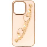 Onasi trendy silikonski ovitek z zapestnico za iPhone 13 6.1 - roza s srčki | Shoptok.si