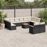  13-dijelni set vrtnih sofa s jastucima poliratan crni | shoptok.hr