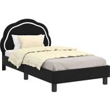  Otroški posteljni okvir z vznožjem Črna 80 x 160 cm Žamet, (5000104741) | Shoptok.si