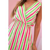 Kesi Włoski Women's cotton dress with colorful stripes neon green | Shoptok.si
