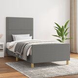 The Living Store Posteljni okvir z vzglavjem temno siv 80x200 cm blago - Posteljni Okvir Z Vzglavjem, (21527318) | Shoptok.si