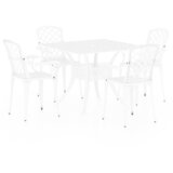 vidaXL Bistro garnitura 5-delna liti aluminij bela, (20679071) Cene