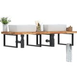 vidaXL Stenska polica za umivalnik jeklo in trden akacijev les | Shoptok.si