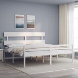 vidaXL Okvir kreveta s uzglavljem bijeli 6FT bračni od masivnog drva | shoptok.hr