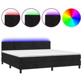  Box spring s madracem LED crni 200x200 cm baršun | shoptok.hr