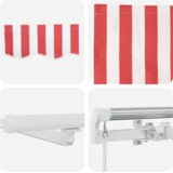 Ručna uvlačiva tenda s LED crvenim i bijelim prugama 450x350 cm | shoptok.hr