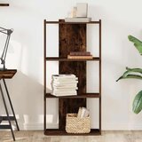 vidaXL Knjižna omara 3-nadstropna dimljen hrast 60x30x120 cm inž. les | Shoptok.si
