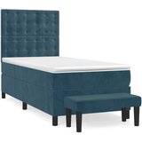 Box spring krevet s madracem tamnoplavi 100x200 cm baršunasti | shoptok.hr