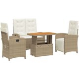  4-dijelni vrtni blagovaonski set od poliratana s jastucima bež Dužina stola 90 cm | shoptok.hr
