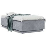 vidaXL Posteljni okvir betonsko siv 90x190 cm inženirski les | Shoptok.si