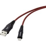 Toolcraft povezovalni kabel USB 2.0 [1x vtič USB 2.0 A - 1x strela] 1,00 m črno-rdeče odporen proti solzam, izjemno robusten, odseven USB ka, (20417091) | Shoptok.si