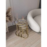 Hanah home set od 3 pomoćna stola Milas 3, zlatni / providno staklo Cene