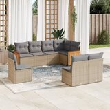 vidaXL Vrtna sedežna garnitura 8-delna z blazinami bež poli ratan | Shoptok.si