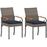  Vrtne stolice 2 pcs Siva i tamnoplava Poliratan i Akacija - siva i modra 2 | shoptok.hr