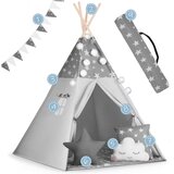  Teepee šator za djecu s girlandom i nukido svjetlima - sivi sa zvjezdicama | shoptok.hr