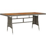 vidaXL vrtna miza siva 160x70x72 cm poli ratan in trden akacijev les Cene